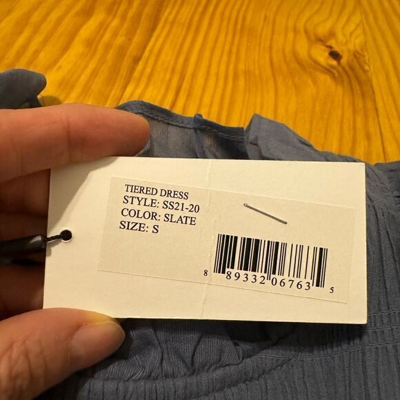 NWT Sea New York Eleanor Tiered Smocked Dress Slate Ruffle SM Boho Spring Linen - Picture 6 of 14